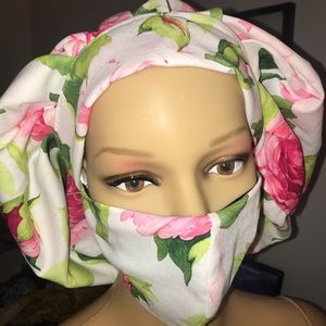 Scrub cap set with face mask